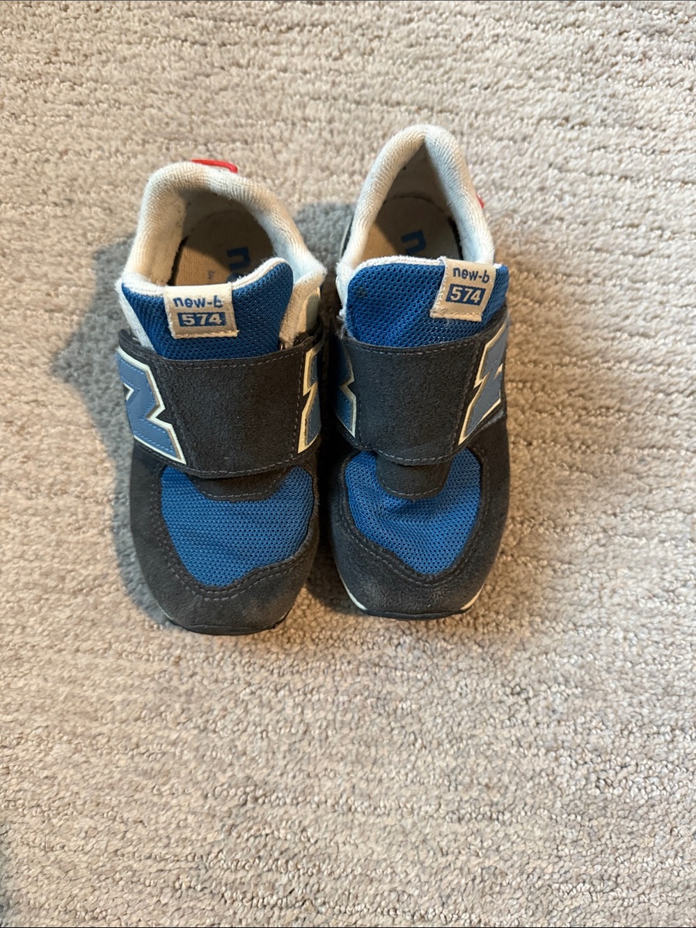 New Balance Kids Navy Blue and Black Velcro 574 Sneakers
